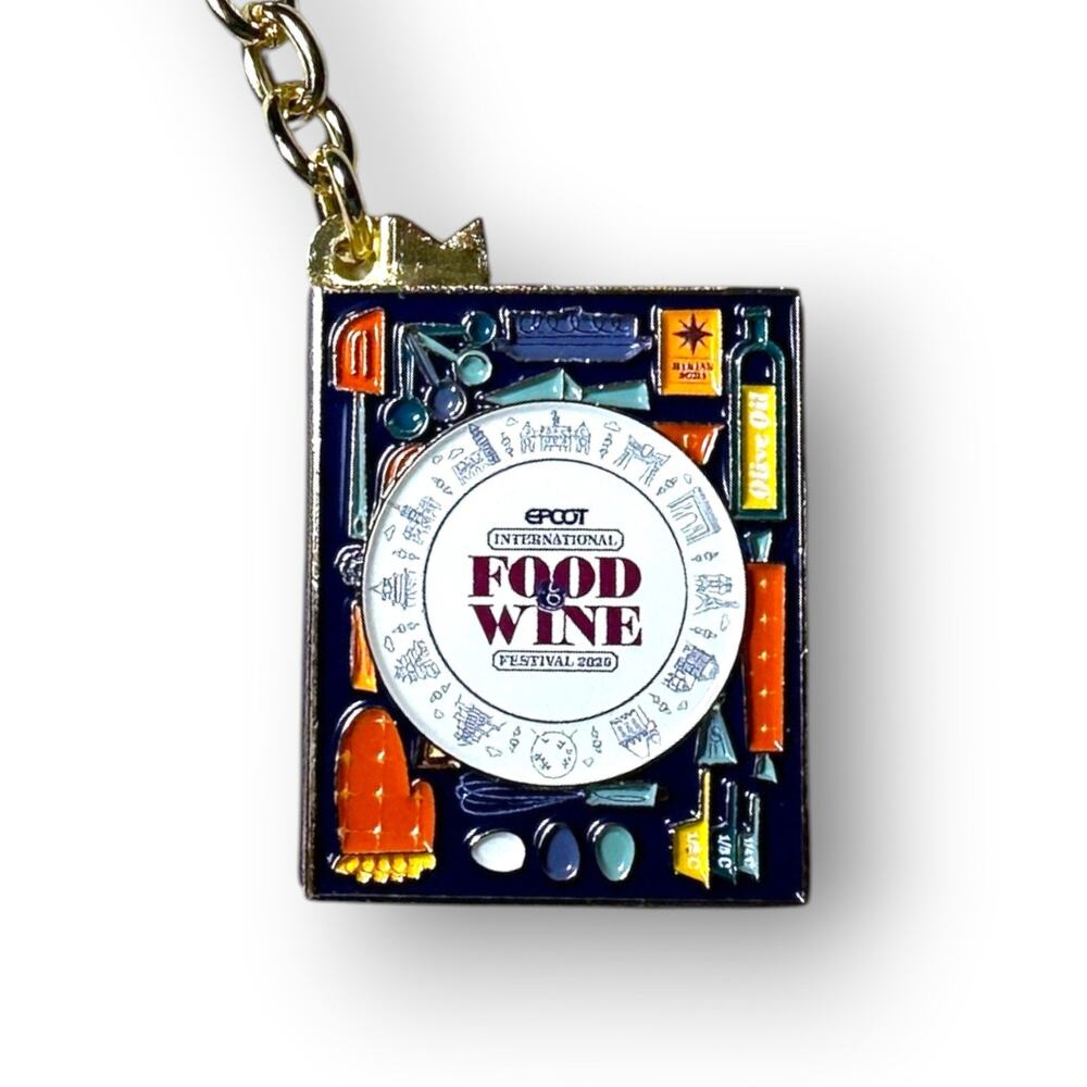 Disney Parks 2026 Epcot Food & Wine Festival Cookbook Bag Charm Keychain New NWT